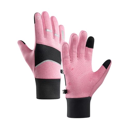 Generisch Handschuhe Fingerlos Damen Handschuhe Rosa Motorradhandschuhe, Touchscreen-Fahrradhandschuhe, warme Winter-Thermohandschuhe, Weisse Lange Handschuhe Handschuhe KostüM (Pink, L) von Generisch