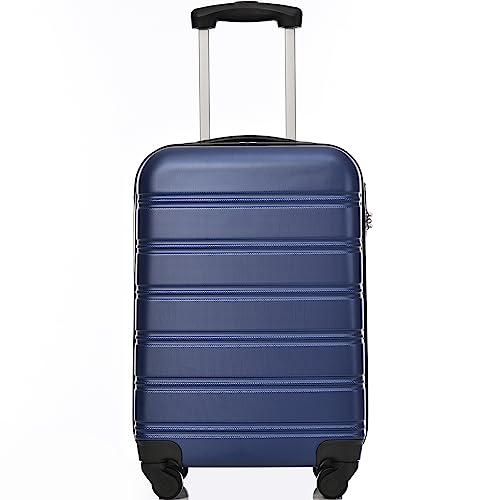 Generisch Hartschalen-Koffer, Rollkoffer, Reisekoffer, Handgepäck 4 Rollen, ABS-Material, 55 * 36 * 22.5, dunkelblau von Generisch