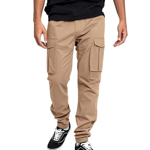 Generisch Herren Cargo Hose Lange Regular Fit Cargohose mit Taschen Baggy Stretch Jogging Pants Arbeithosen Fitness Sporthose Outdoor Tactical Hose Wanderhose Trekkinghose von Generisch