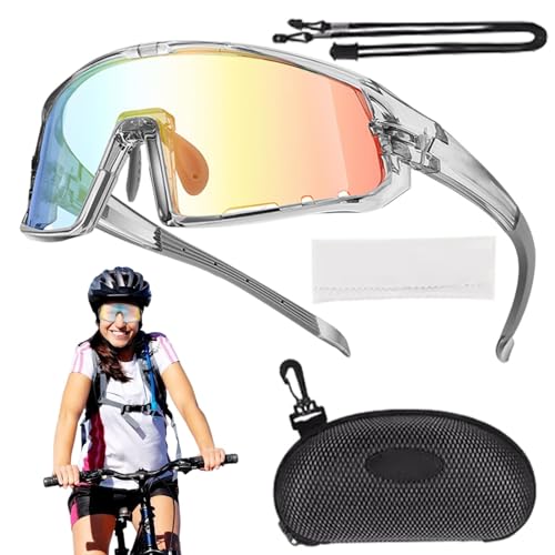 Generisch Herren-Fahrradbrillen,Fahrradbrillen für Herren, Fahrradbrillen für Damen, UV-Schutz-Fahrradbrille mit farbwechselnden Gläsern, Sport-Sonnenbrille für Damen und Herren zum Laufen von Generisch