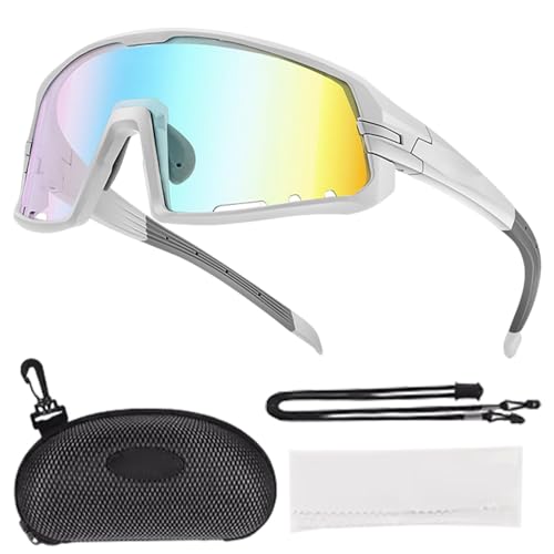 Generisch Herren-Fahrradbrillen,Fahrradbrillen für Herren - Reitsonnenbrillen für Herren - Sport-Sonnenbrille mit UV-Schutz, farbwechselnde Fahrradbrille für Outdoor-Radfahren und Laufen von Generisch