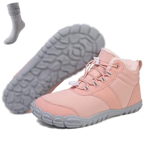 Generisch Hike Winter Footwear Barefoot Shoes Women Men, 2024 New Barefoot Winter Boots, Wide Wide Toe Box Walking Shoes Men (Pink,36) von Generisch