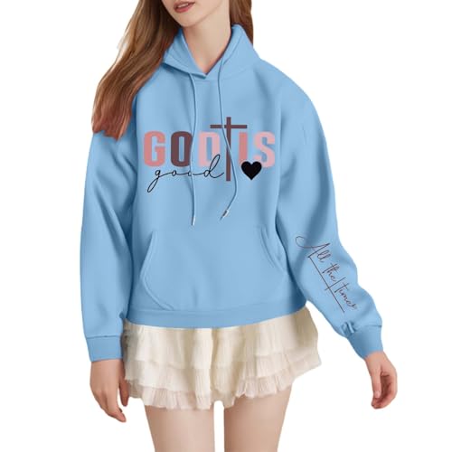 Generisch Hoodie Damen Kapuzenpullover Oversize Casual Pullover Sweatshirt Langarm Baumwolle Pulli Herbst Winter Hoody mit Tasche Damen Sweatjacke Sweatshirt Farbvarianten Kapuzenjacke von Generisch