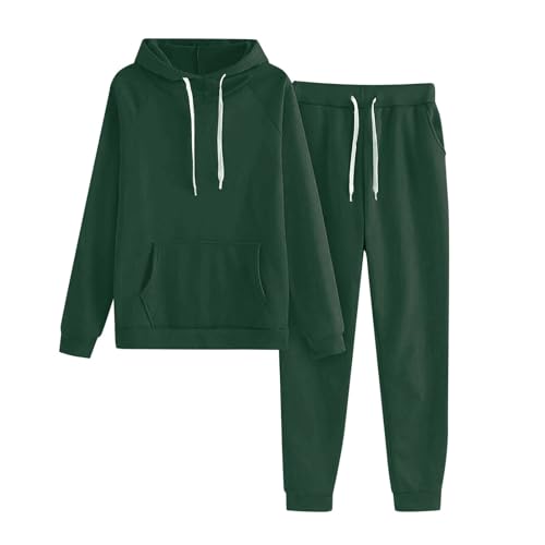 Generisch Jogging Set Damen | Fitness-Anzug Aus Einfarbig Zweiteiler Outfit Trainings-Jacke Und Kapuze Sport-Anzug Hoodie Jogger Trainingsanzug Set Sweatshirt & Jogginghose Jogginganzug Cooler von Generisch