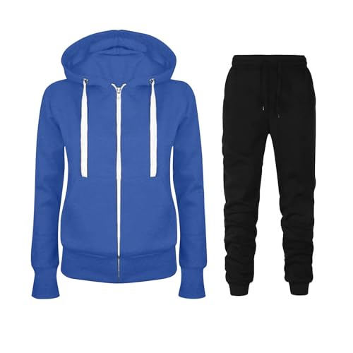 Generisch Jogginganzug Damen Set Hausanzug Damen Jogginganzug DamenDamen-Anzug, einfarbig, lässig, Herbst und Winter, Rundhalsausschnitt Rot S von Generisch