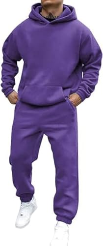 Generisch Jogginganzug Herren Trainingsanzug Hausanzug Mit Oversized Pullover Y2K Hoodie Und Baggy Baumwolle Jogginghose Lang Trainingshose Jogger 2-Teilig Sportanzug Kapuzenpullover von Generisch