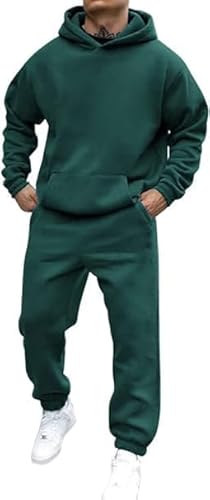 Generisch Jogginganzug Herren Trainingsanzug Hausanzug Mit Oversized Pullover Y2K Hoodie Und Baggy Baumwolle Jogginghose Lang Trainingshose Jogger 2-Teilig Sportanzug Kapuzenpullover von Generisch