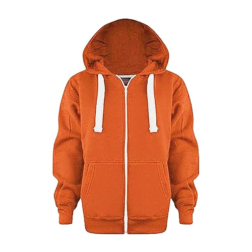 Generisch Jungen Hoodie Sweatjacke mädchen Basic Einfarbig Baumwoll Kapuzenjacke für Kinder Zip Up Langarm Pullover Hoody Sweatshirt mit Reißverschluss 3-12 Jahre von Generisch