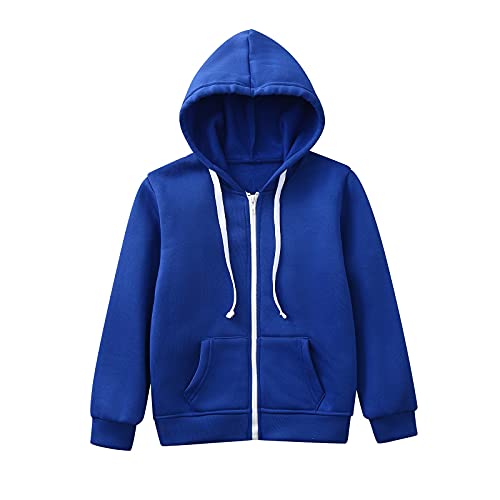 Generisch Jungen Hoodie Sweatjacke mädchen Basic Einfarbig Baumwoll Kapuzenjacke für Kinder Zip Up Langarm Pullover Hoody Sweatshirt mit Reißverschluss 3-12 Jahre von Generisch