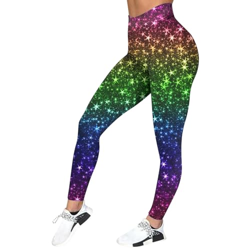 Generisch Karneval Leggings Damen Bunt Strumpfhose Lang Gymnastikhose Valentinstag Blickdicht High Waist Laufhose Pailletten Leggings Bequeme Lockere Trainingshose von Generisch