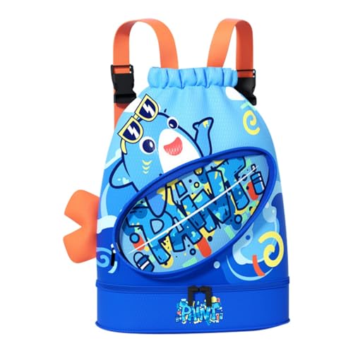 Generisch Kinder-Schwimmtasche, Kleinkind-Schwimmtasche | Wasserdichte Kinder-Pooltasche,Schwimmrucksack mit Kordelzug für Kinder, Nass- und Trockentrenn-Schwimmtasche für Kinder mit Schuhfach von Generisch