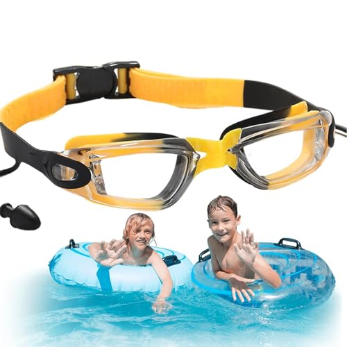 Generisch Kinderbrille zum Schwimmen 8-12,Kinderschwimmbrille - Schwimmbrille Antibeschlag-Schwimmbrille mit Ohrstöpseln - Wasserdichte Schwimmbrille, Schwimmbrille zum Schwimmen, Pool-und Mädchen von Generisch