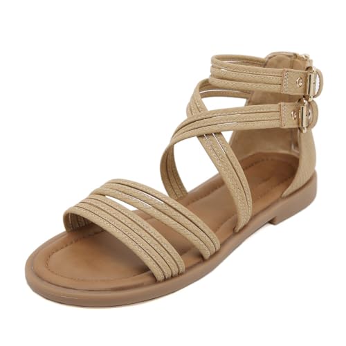 Generisch Klassische römische Sandalen für Damen, runde Zehen, offene Zehen, Gladiator-Hausschuhe, Bequeme, atmungsaktive Outdoor-Strand-Watstiefel von Generisch