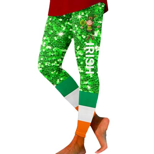 Generisch Kleeblattmotiv Fitness-Leggings Für Damen St. Patrick's Day Strumpfhose Bequeme Lockere Sportleggings Bedruckte Skinny Hose Hüftlifting-Fitness Hosen von Generisch