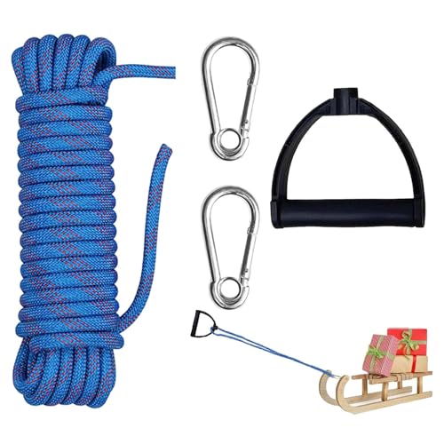 Generisch Kletterseil, Outdoor-Kletterseil, Hochfestes Outdoor-Seil-Sicherheitsseil mit Edelstahl-Karabinern, Robuste Baumkletterausrüstung mit Griff für Camping-Schaukel-Outdoor-Abenteuer von Generisch