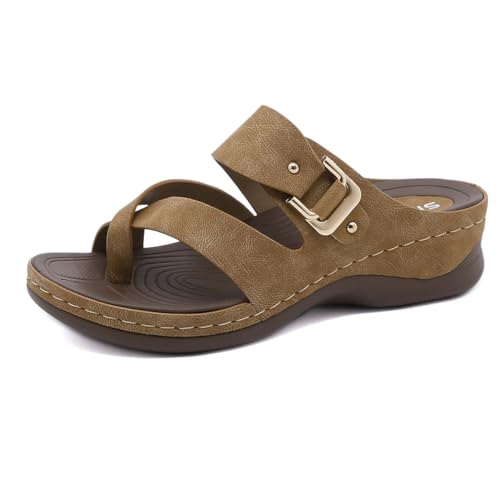 Generisch Lässige Flip-Flops für Damen, runde Zehen, offene Zehen, Wanderhausschuhe mit Fußgewölbeunterstützung, Outdoor-Strand-Watstiefel, Wanderschuhe von Generisch