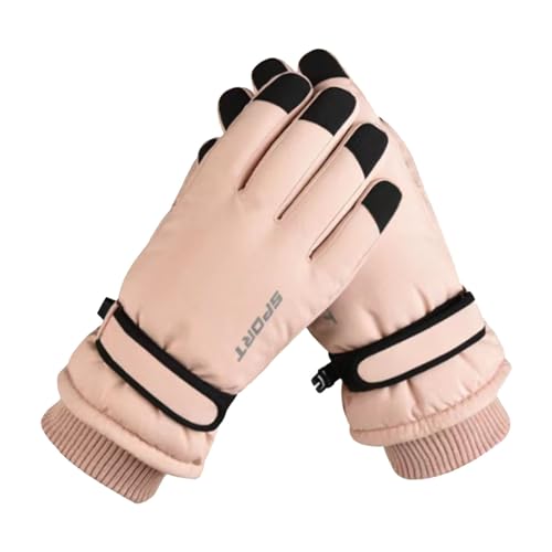 Generisch Lange Handschuhe Schwarz Transparent Furry Damen/Herren Ski-Fäustlinge, Winter, warm, Plüsch, verdickt, Winddicht, Outdoor-REIT-Fäustlinge Halloween Paar KostüM White Gloves Long (Pink, L) von Generisch