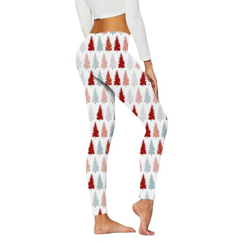 Generisch Leggings Weihnachten Damen Slim Fit Hohe Taille Lange Fitnesshose Blickdichte Sport Yogahosen Laufhose Tights Elastische Strumpfhosen Freizeithosen Leggings Weihnachts Druck von Generisch