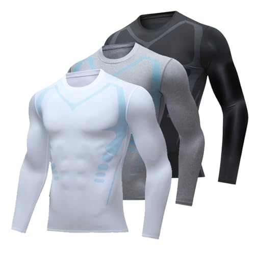 Generisch Maynox Compression Shirt Men, Maynox Compression Shirt, Mens Compression Shirt Long Sleeve for Winter (3pcs*d,2XL) von Generisch