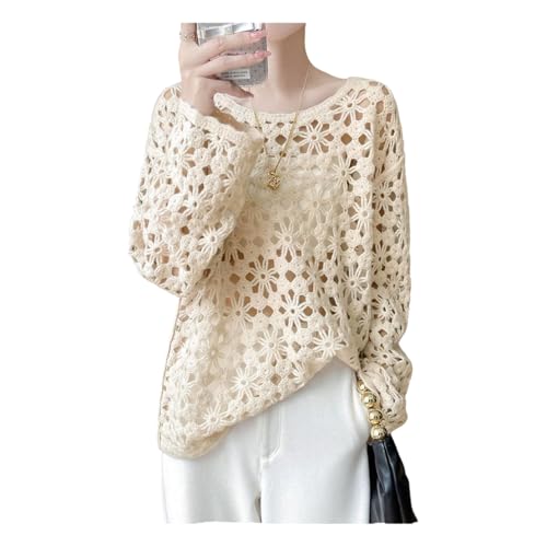 Generisch Mesh Pullover Damen Häkelpullover Mit Hohlstrick Modischer V-Ausschnitt Strickjacke Im Lazy-Style Bequemes Outing-Cover-Top 4XL Beige Generisch Mesh Pullover Damen Häkelpullover Mit Hohlstrick Modischer V-Ausschnitt Strickjacke Im Lazy-Style Bequemes Outing-Cover-Top 4XL Beige von Generisch