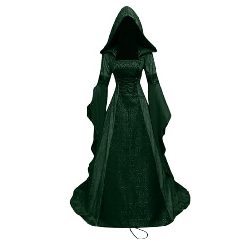 Generisch Mittelalter Kostüm Damen Kleid Karneval Festkleid A-Linie Ballkleider Lange Cocktailkleid Trompetenärmel Kleider Gericht Traditionelles Hofkleid Renaissance Hexenkleid Vintage Partykleid von Generisch