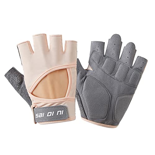 Generisch Orthese Fingergelenk rutschfeste Halbfinger, atmungsaktive Ausrüstung, Hantel-Trainingshandschuhe Weiße Handschuhe Damen Hochzeit (Pink, L) von Generisch