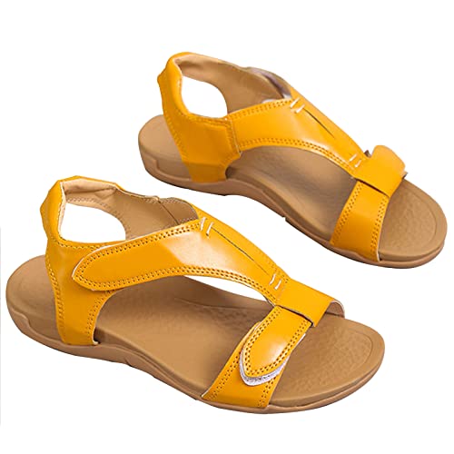 Generisch Orthotic Sandals for Women with Arch Support for Walking, Open Toe Summer Sandal Beach with T-Strap Design Two Adjustable Hook and Loop Straps Orthotic Wedge Sandals von Generisch