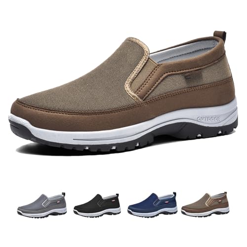 Generisch Orthoture Mens Shoes,Orthowalkway Mens Shoes Slip On,Men's Arch Support Outdoor Non Slip Orthopedic Sneakers Walking Shoes (Brown,6.5) von Generisch