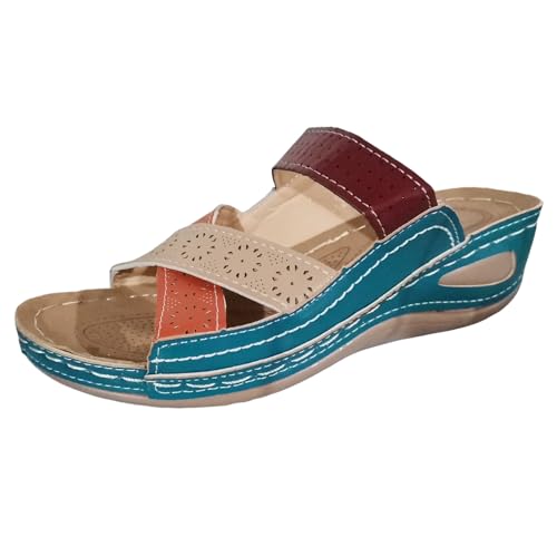 Generisch Pantoletten Damen Meer Pool Strand Schwimmen Schnalle Slipper Sandals Abendschuhe Schlappen Elegante Zehentrenner Hausschuh Pantoletten Flache rutschfest Badelatschen von Generisch