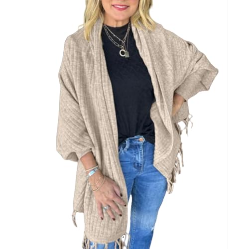 Generisch Pink Laura Cardigan Wrap, Pink Laura Tassel Cardigan Wrap, Pink Laura Cardigan Wrap, Women's Tassel Cardigan Wrap (Khaki) von Generisch