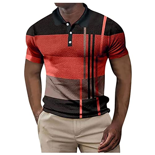 Poloshirt Herren Kurzarmhemd mit Knopfleiste Freizeithemden Regular Schickefit Sommerhemd Slim Hemd Herren Sommer Bügelfrei Sommer Outfit Freizeit Jogginganzug Herren Sommer Herren Rot，M von Generisch