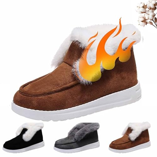 Generisch Pubyfun Senior Comfy Winter Ankle Boots, Ladies Warm and Comfortable Casual Snow Boots, Furry Suede Snow Slip on Boots (Brown,6) von Generisch