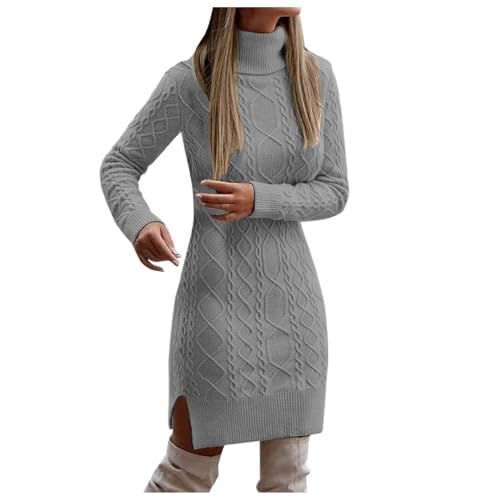 Generisch Pulloverkleid Damen Lang Rollkragenpullover Elegant Lässiges Langarm Pullover Kleid Warm Winterkleid Strickpulli Kleid Autumn Winter Ausgehen Streetwear Für Tanz Club Bar Party von Generisch