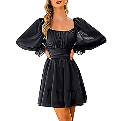 Generisch Rüschenkleid Damen Weiß, Karnevalskostüme Feenkostüm Schulterfrei, Trägerloses Knielang Patchwork Tunika Kleid Stufenrock Chiffon Freizeitkleid Strandkleid Party Karneval Kostüm Piratin von Generisch