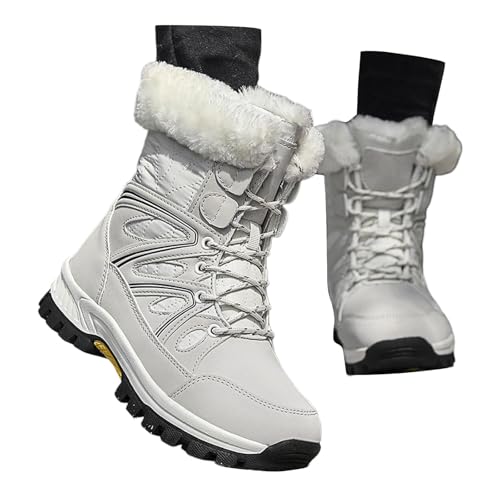 Generisch Sale%,Schneestiefel Damen Winterstiefel Wasserdicht Warme gefütterte Winterschuhe Bequem Waterproof Kurzschaft Stiefel Boots Schuhe Unisex 006 Hellgrau,40 von Generisch