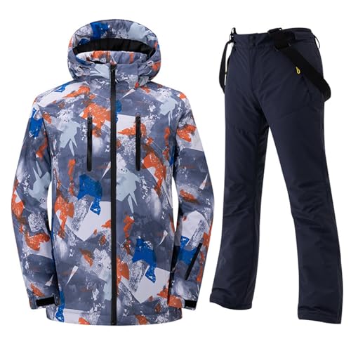 Generisch Sale Angebote, Skianzug Herren 2 Teilig Set Winter Thermo Overall Wasserdicht Snowboard Set Ski Anzug Warm Langlaufski Set Thermoanzug Snowboardjacke Schneeanzug Skibekleidung von Generisch