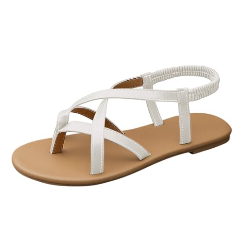 Generisch Sandalen Damen Weiß, Orthopädische Schuhe, Offene Zehen-Flip-Flops, Bequeme Sandalen, Freizeit-Pantoletten, Trendige Sommersandalen, Outdoor-Strandsandalen, Hausschuhe von Generisch