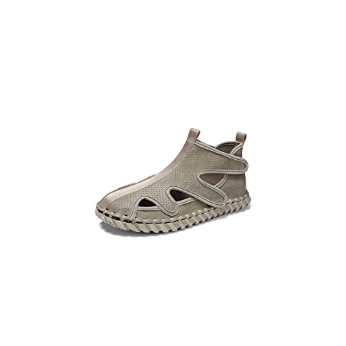 Generisch Sandalen Herren, Sommersandalen für Herren, lässig, handgefertigt, Netzstoff, Strandsandalen, Leder, Herrenschuhe, Design, geschlossene Zehen, Wanderhausschuhe von Generisch