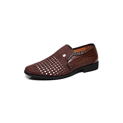 Generisch Sandalen für Herren, Sommersandalen, atmungsaktive Schuhe, Sandalen für Herren mittleren Alters, Schuhe mit Ausschnitten, Slip-on-Herren-Sandalen aus echtem Leder von Generisch