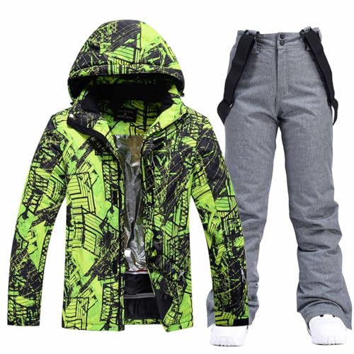 Generisch Schneeanzug Damen Snowboardjacke Herren 2 Teilig Set Große Größen Schneeanzug Skijacke Wasserdicht Thermoanzug Skianzüge Thermo Skianzug Ski Suit Schneeanzüge Skioverall,E,S von Generisch