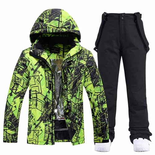 Generisch Schneeanzug Damen Snowboardjacke Herren 2 Teilig Set Große Größen Schneeanzug Skijacke Wasserdicht Thermoanzug Skianzüge Thermo Skianzug Ski Suit Schneeanzüge Skioverall,H,M von Generisch