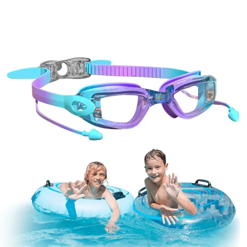 Generisch -Schwimmbrille,Jugend-Schwimmbrille | Taucherbrille,Anti-Beschlag, bequemer Riemen, UV-Schutz, klare Sicht, keine undichten Jugend-Schwimmbrillen mit Ohrstöpseln für Kinder von Generisch