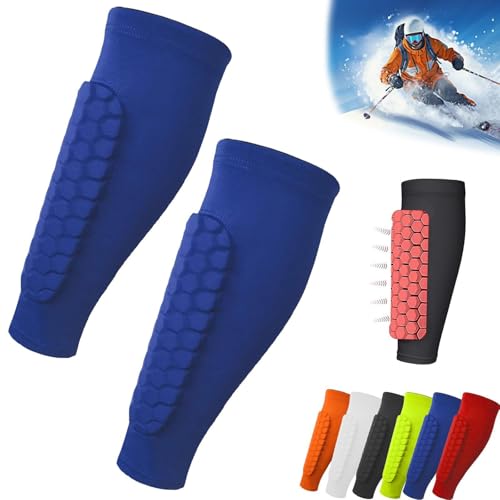 Generisch Shinbang Protector 2.0, Shinbang Ski Protektoren, Fußball Schienbeinschützer, Shin Defender Schienbeinschoner, Schienbeinschützer Fußball Erwachsene für Sport (Blau,XL) von Generisch