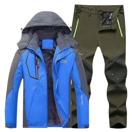 Generisch Ski-Anzug-Männer-Schwarz, Skianzug Herren 2 Teilig Set Winddicht Snowboard Set Mit Kapuze Schneeanzug Wasserdicht Ski Anzug Männer Warm Thermoanzug Winter Skibekleidung Skijacke Und Hose von Generisch