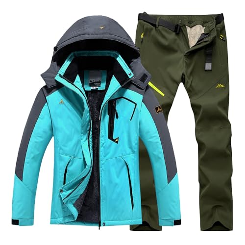 Generisch Ski-Jacken-Herren, Skianzug Herren 2 Teilig Set Winddicht Schneeanzug Mit Kapuze Ski Anzug Männer Wasserdicht Snowboard Set Warm Skibekleidung Sport Thermoanzug Skijacke Und Hose von Generisch