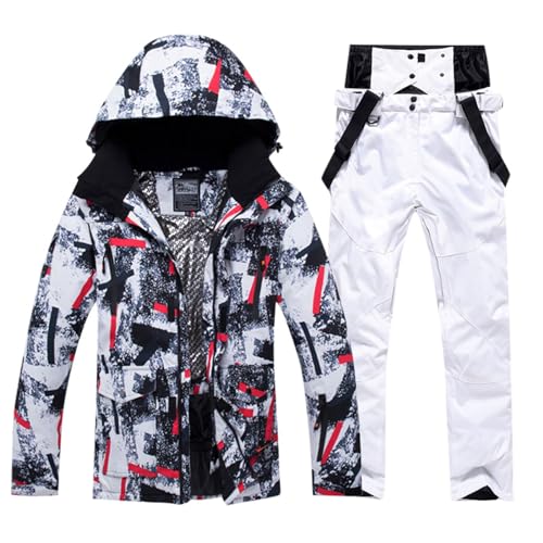 Generisch Skianzüge Für Herren, Skianzug Herren 2 Teilig Set Winter Thermoanzug Wasserdicht Skibekleidung Snowboardjacke Warm Ski Anzug Thermo Overall Snowboard Set Schneeanzug Langlaufski Set von Generisch