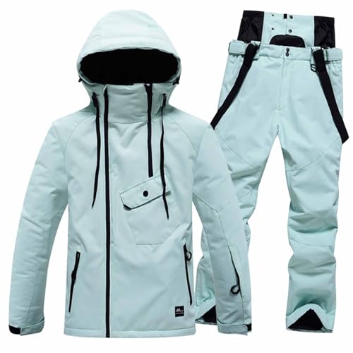 Generisch Skianzug Herren 2 Teilig Set Winter Schneeanzug Wasserdicht Thermo Overall Skibekleidung Warm Snowboardjacke Langlaufski Set Ski Anzug Snowboard Set Thermoanzug,E,S von Generisch