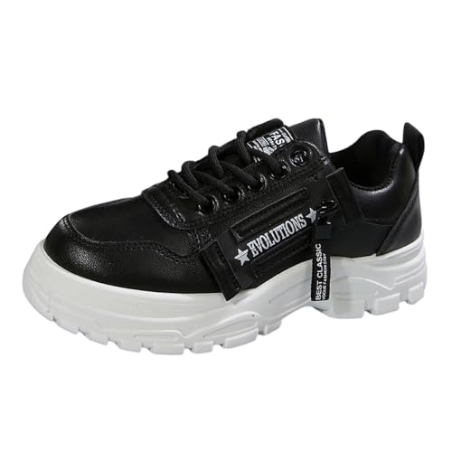 Generisch Sneaker Damen,Sneaker Damen Leder Wasserdicht Laufschuhe rutschfest Sportschuhe - Dämpfung Turnschuhe Atmungsaktiv Walkingschuhe Leichte Straßenlaufschuhe Fashion Fitness Schnürer Schuhe von Generisch