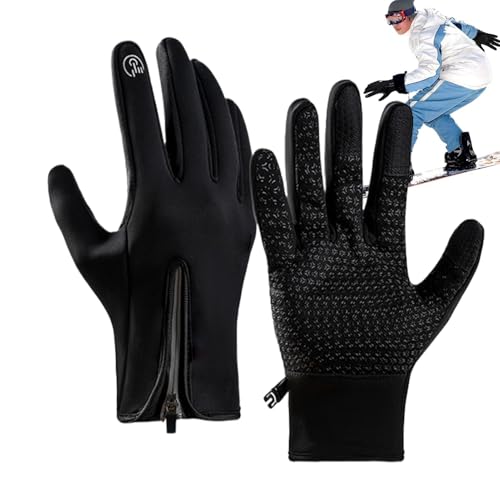 Generisch Snowboard-Handschuhe,Herren-Schneehandschuhe, Fahrradhandschuhe mit Touchscreen-Fingern, Warme Unisex-Handschuhe mit Reißverschluss, Ausrüstung für kaltes Wetter zum Wandern, Radfahren von Generisch