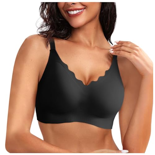 Generisch Sport BH Damen - BH Soft Bra Seamless V-Ausschnitt Bralette Weicher Push-Up BH Gepolstert Klassische Bustier Mittle Halt Gepolstert Wohlfühl-BH von Generisch